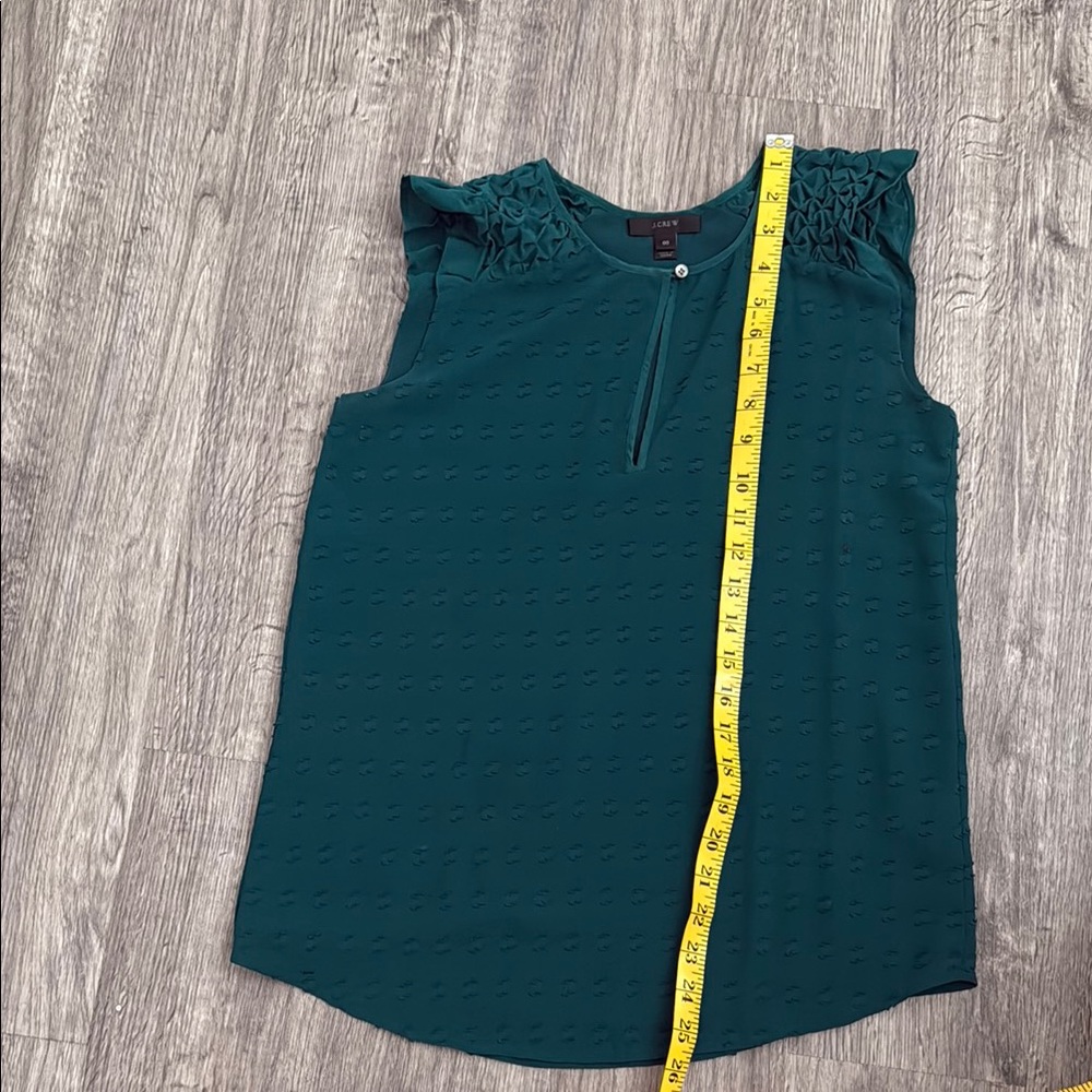 J. Crew Green Smocked Sleeveless Blouse - Picture 4 of 4